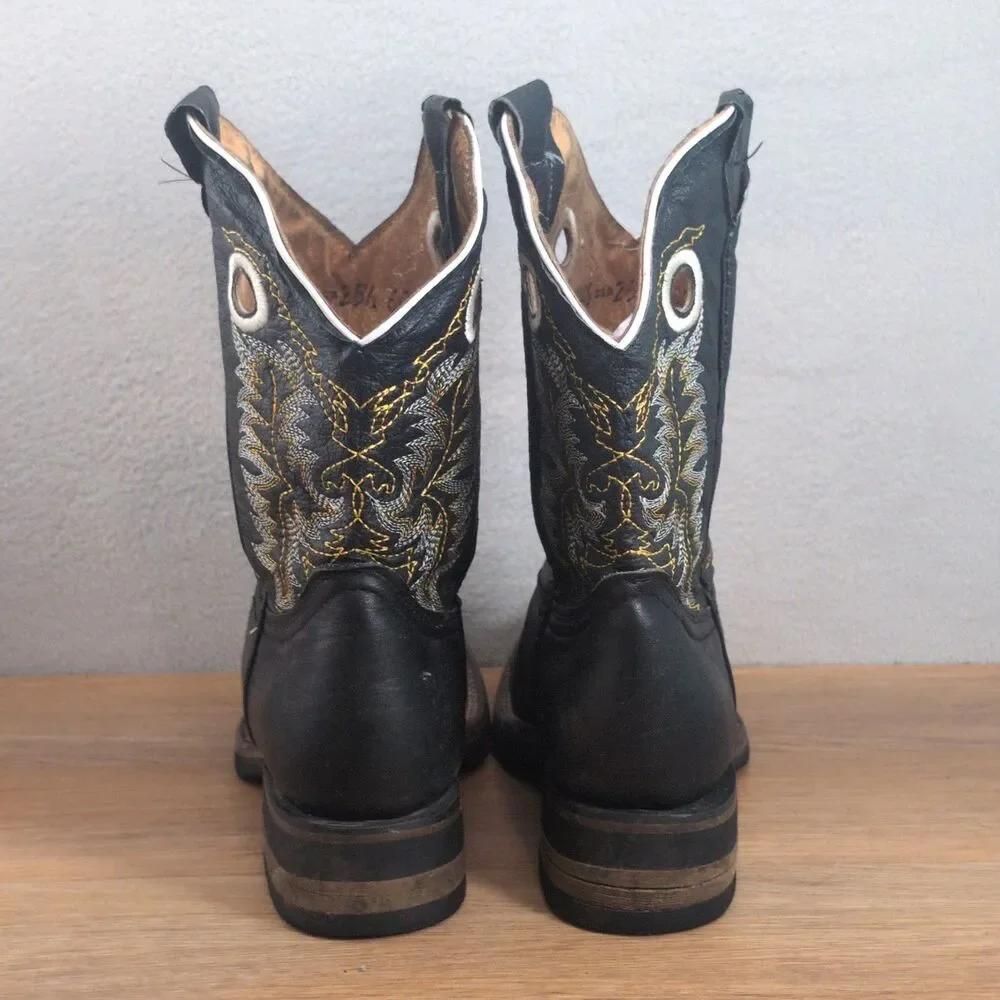 Old Corral Women's 9 25.5 Western Boots Black Leather Floral Embroidery Mexico